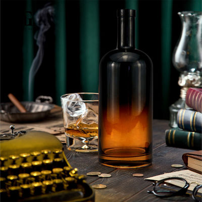 Botella de vidrio de ámbar para whisky 500ml 700ml 750ml 1000ml Logotipo aceptable Logotipo del cliente