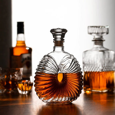 Collar de vidrio 500 ml de Brandy Wine Gin Rum Whiskey Botella de alcohol con corcho y tapa de tornillo
