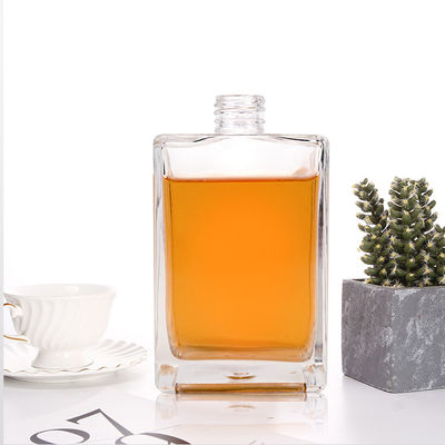 Collar de vidrio Material Cuadrado Hombre plano claro 500 ml 700 ml Botella de whisky con corcho
