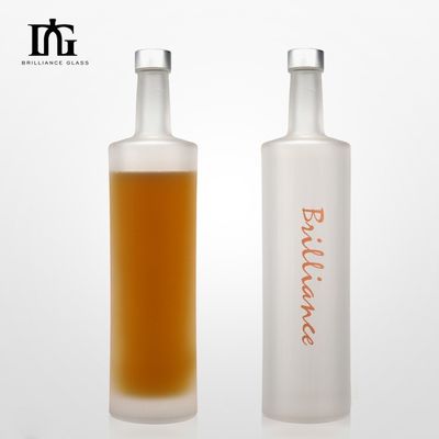 750 ml de hombro cuadrado plano extra de aluminio de alfombra de tornillo superior de ginebra botella de whisky vodka vidrio