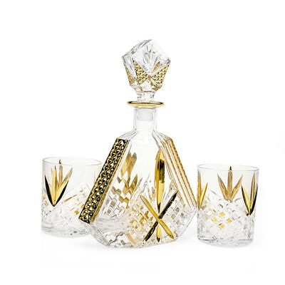 500 ml 17 onzas clásico de forma irregular de oro borde de vidrio licor decantador para el vino bourbon tequila