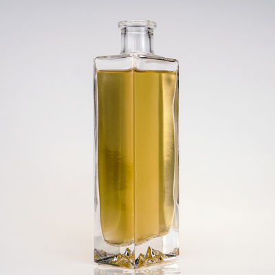 Capacidad 500 ml Botella de licor de vidrio claro y vacío para whisky, ron, bebidas alcohólicas, vodka y gin