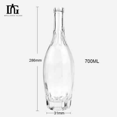Logotipo del cliente aceptable Botellas de vidrio de alcohol vacío para ginebra ron whisky vodka 700ml