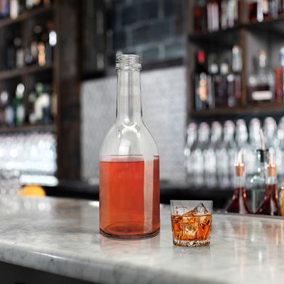 Botella de vidrio con grabado 375 ml 500 ml 750 ml Flint Vacío para el vino helado Vodka Tequila