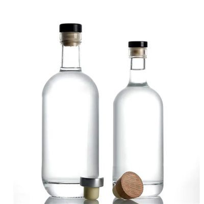 Botella de licor de cuello de vidrio con 375 ml 500 ml 700 ml 750 ml Capacidad y tapa correspondiente