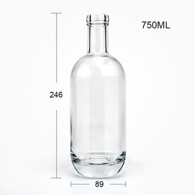 Botella de licor de cuello de vidrio con 375 ml 500 ml 700 ml 750 ml Capacidad y tapa correspondiente