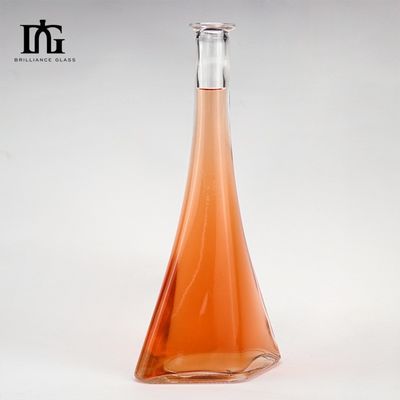 Botella de licor de vidrio transparente de 50 cl OEM / ODM con corcho y tapa de tornillo