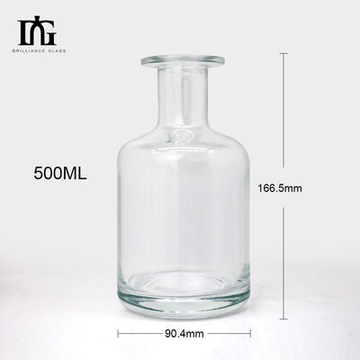 Botellas redondas de vidrio de 500 ml para destilerías y bebidas espirituosas