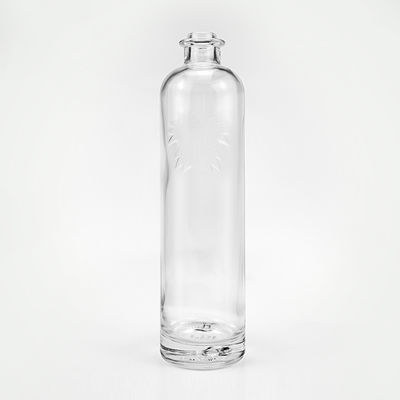 Botella de vidrio redonda clara de 750 ml con tapón de corcho para brandy Gin ron vodka tequila licor