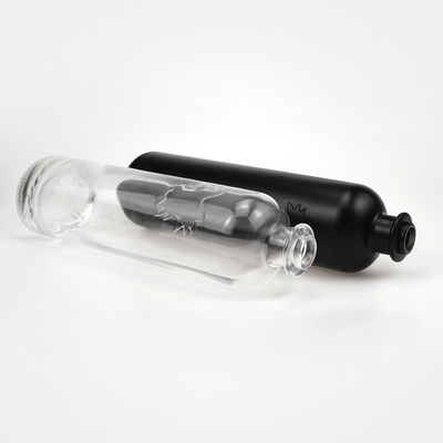 Botella de vidrio redonda clara de 750 ml con tapón de corcho para brandy Gin ron vodka tequila licor