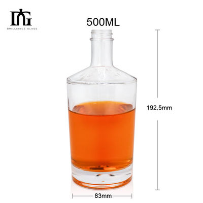 Botella de vidrio de fondo grueso para bebidas alcohólicas de lujo personalizada Gin whisky vodka tapa de tornillo