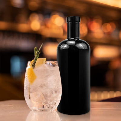 Tequila de diseño único 700ml 1000ml Matte Black botellas de vidrio de aceite de oliva con tapón