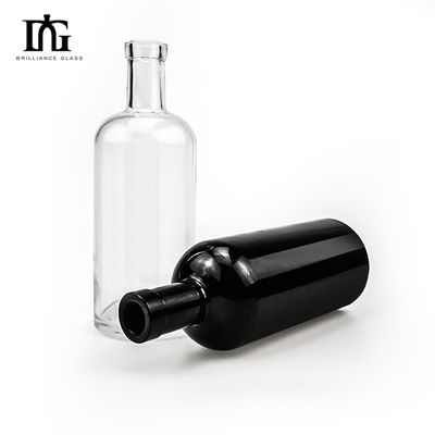 Tequila de diseño único 700ml 1000ml Matte Black botellas de vidrio de aceite de oliva con tapón