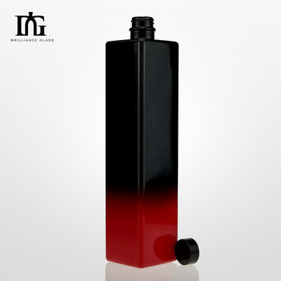 Logotipo del cliente aceptable Botella de vino de vidrio cuadrada de 750 ml para beber licor de brandy