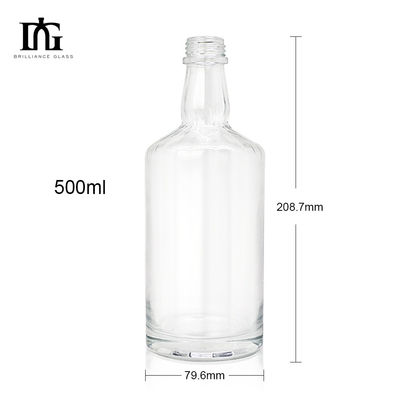 Botella de vidrio transparente personalizada para ginebra / brandy 500 ml Capacidad aceptable OEM / ODM