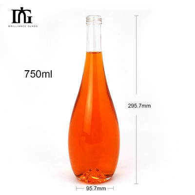 Botella de vidrio de agua cristalina de 375 ml 500 ml 750 ml con tapa con rosca Industrial suministrada gratuitamente