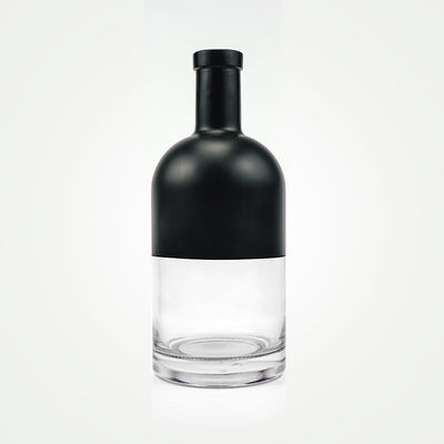 Material del cuello Botella de ginebra de vidrio 500 ml Botella de vodka de licor negro helado de 750 ml