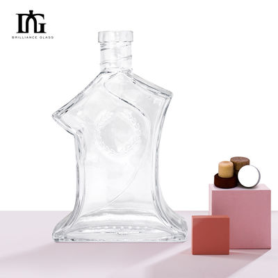 Material del cuerpo Vidrio Custom Gin de lujo Whiskey Vodka 500ml 700ml 750ml 1L Botella con corcho