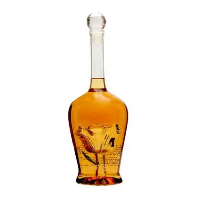 Botellas de vino de vidrio soplado hechas a mano con forma única de flor de rosa decorada