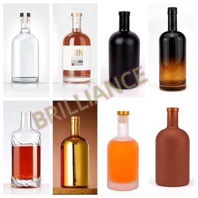 Collar de vidrio negro mate vacío blanco pintado botella de licor para vodka 500ml 700ml 750ml