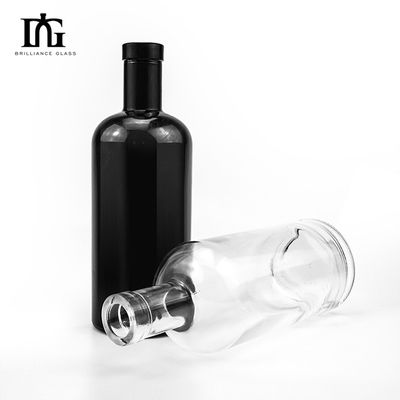 Collar de vidrio negro mate vacío blanco pintado botella de licor para vodka 500ml 700ml 750ml