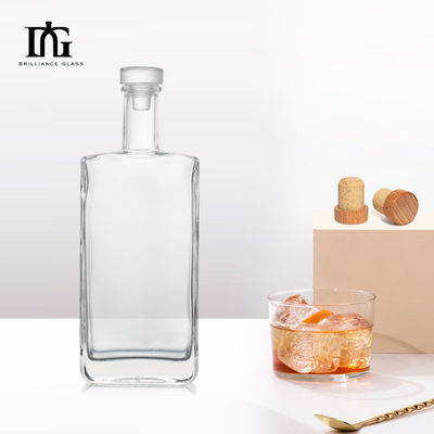 Botella de vidrio de ginebra de ron claro de 750 ml para vodka para bebidas industriales