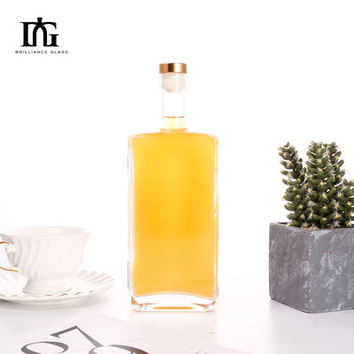 Botella de vidrio de ginebra de ron claro de 750 ml para vodka para bebidas industriales