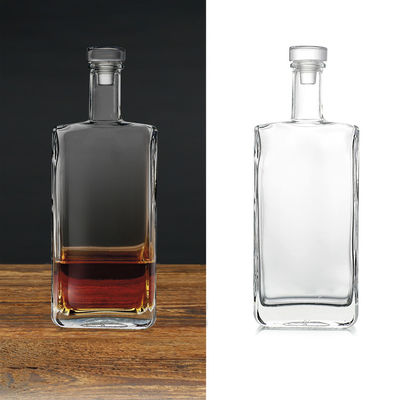 Botella de vidrio de ginebra de ron claro de 750 ml para vodka para bebidas industriales