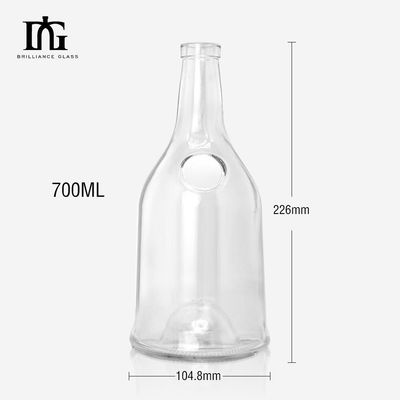 Material del collar de vidrio 700 ml Botella de vidrio de vino vacío verde oscuro con tipo de sellado CORK