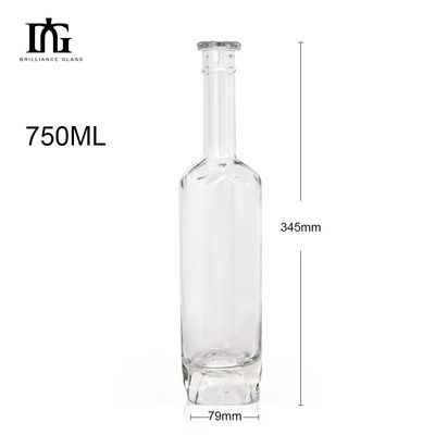 Botella de vidrio personalizada para la impresión en pantalla de licor y estampado en caliente Material del cuerpo de vidrio
