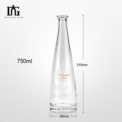 Cuerpo de agua mineral de vidrio personalizado 750 ml de cuello largo botella de vino de hielo delgado para botella delgada alta
