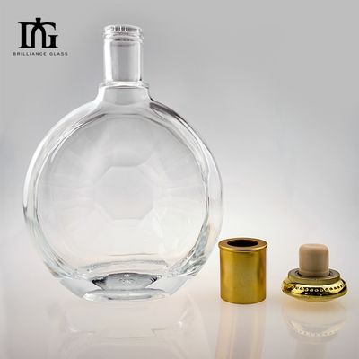 Logotipo del cliente aceptable Botella de vidrio de 500 ml 700 ml con corcho y tapa de tornillo