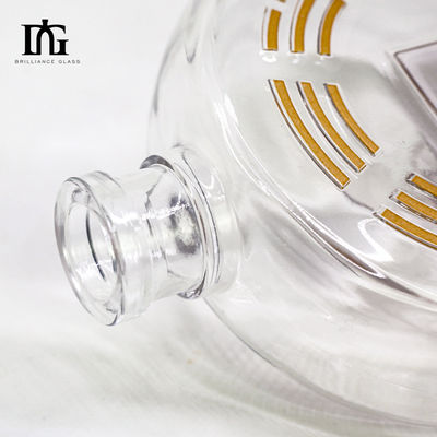 Collar de vidrio 450ml 700ml 750ml Ron Vodka Whisky Liquor Gin Flasca de bebidas espirituosas con corcho