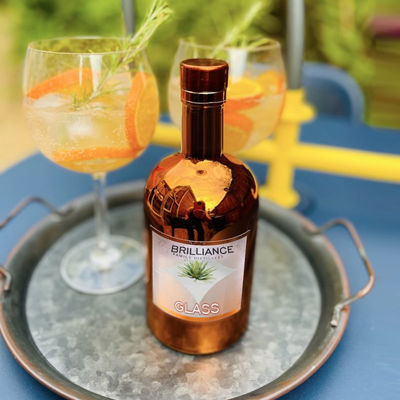 Botella de vidrio redonda clara para bebidas alcohólicas Vodka Gin Rum Brandy 750 ml 500 ml 375 ml Capacidad