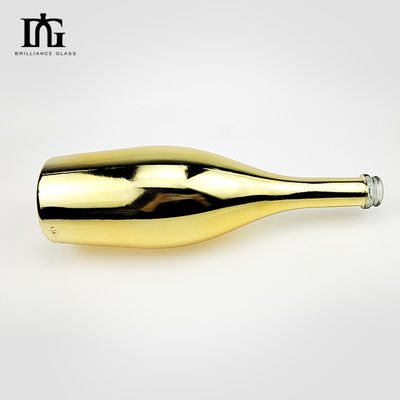 Base de vidrio 500 ml 750 ml Botella de vino electroplacada de oro con material de base de corcho de sellado