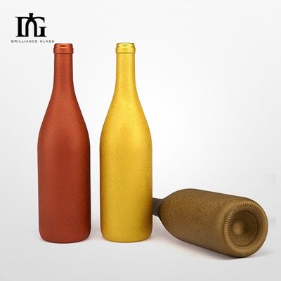 Base de vidrio 500 ml 750 ml Botella de vino electroplacada de oro con material de base de corcho de sellado
