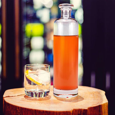 375/500/700/750/1000ml Botella de vidrio transparente para whisky, ron y ginebra Muestra proporcionada libremente