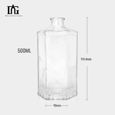 Tipo de sellado Botellas de vidrio de licor transparente de corcho de 500 ml para bebidas espirituosas de tequila