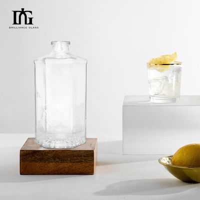 Tipo de sellado Botellas de vidrio de licor transparente de corcho de 500 ml para bebidas espirituosas de tequila