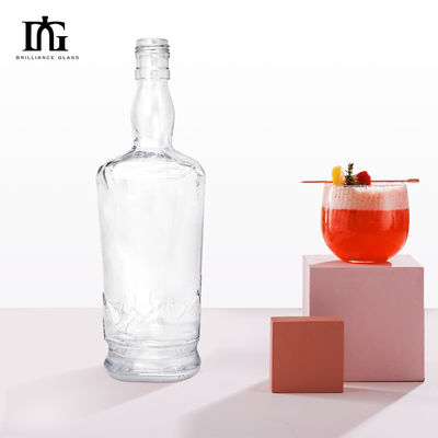 Botella de whisky de 750 ml de vidrio transparente de 75 cl con sello CORK y material de cuerpo de vidrio