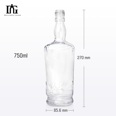 Botella de whisky de 750 ml de vidrio transparente de 75 cl con sello CORK y material de cuerpo de vidrio