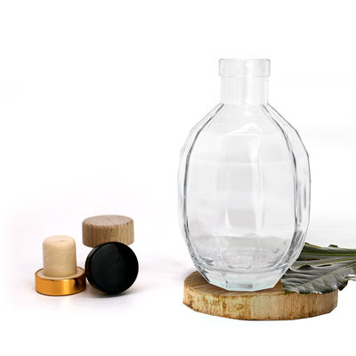Cuerpo de vidrio 250ml 375ml 500ml Vodka Liquor Vino Botella de alcohol con tapa para el whisky de brandy