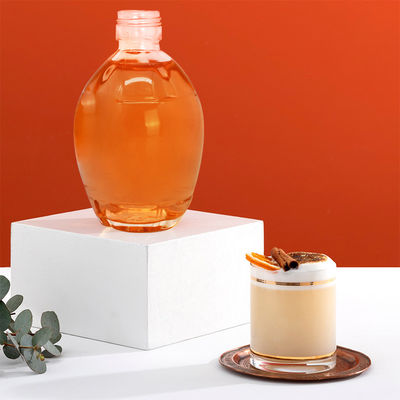 Botellas de jarabe de arce de 250 ml 375 ml 700 ml de cuello de vidrio Dispensador de jarabe plano con mango