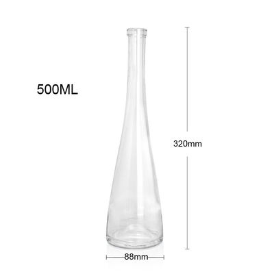Botella de vidrio transparente con fondo rosado de capacidad 500 ml/750 ml de material de cuerpo de vidrio