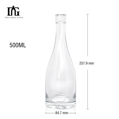 Personaliza botella de vidrio de 500 ml para brandy jugo vino licor espíritu OEM / ODM forma única