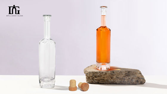 Botellas de bebida de jugo de cuello de vidrio para 750 ml 500 ml Vodka Gin Ventas de licores espirituosos