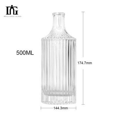Botella de Ron Cristalino Gin Vodka Venta superior 360 ml 500 ml 700 ml Personalizado para botella de vidrio de licor