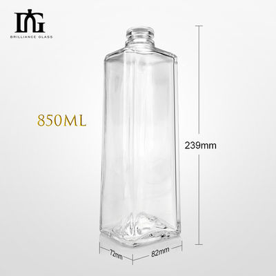 Vidrio cuadrado transparente 500 ml Botella de whisky de 750 ml con corcho y grabado