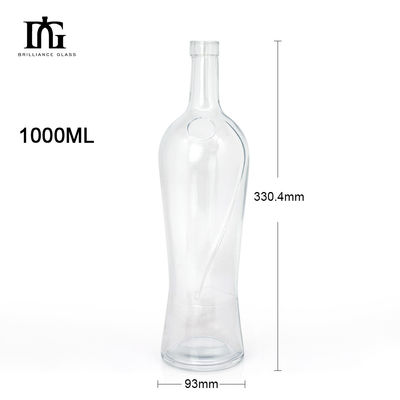 Botella de vino de vidrio de 750 ml para bebidas alcohólicas Collar de whisky Material vidrio tipo tapa tornillo de corcho ambos