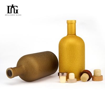 Botella de vidrio de 500 ml con corcho y tapa de tornillo para aceite de oliva licores de ginebra vodka líquido de venta
